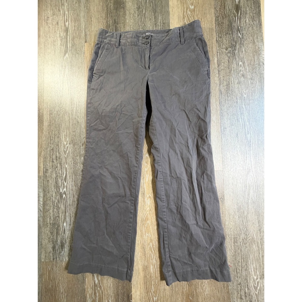 Ann Taylor Loft Trouser Women 8 Gray Wide Leg Mid Rise Original Chino Pants